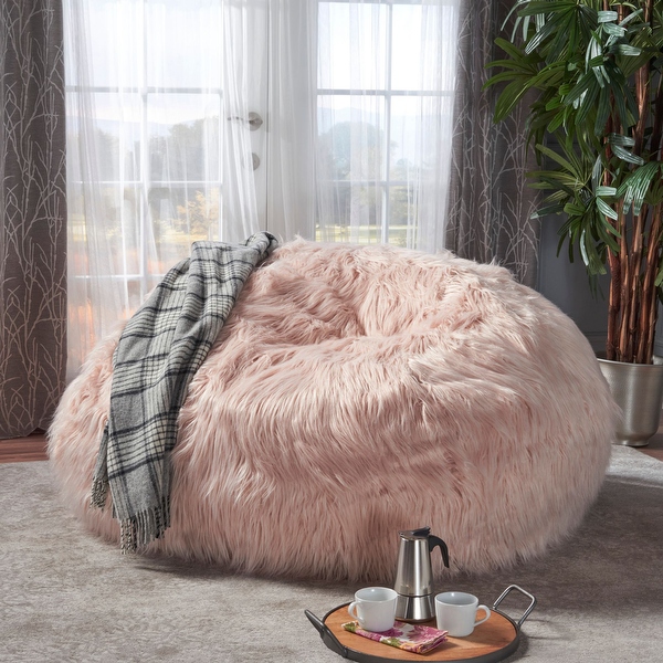 Pink furry bean bag clearance chair