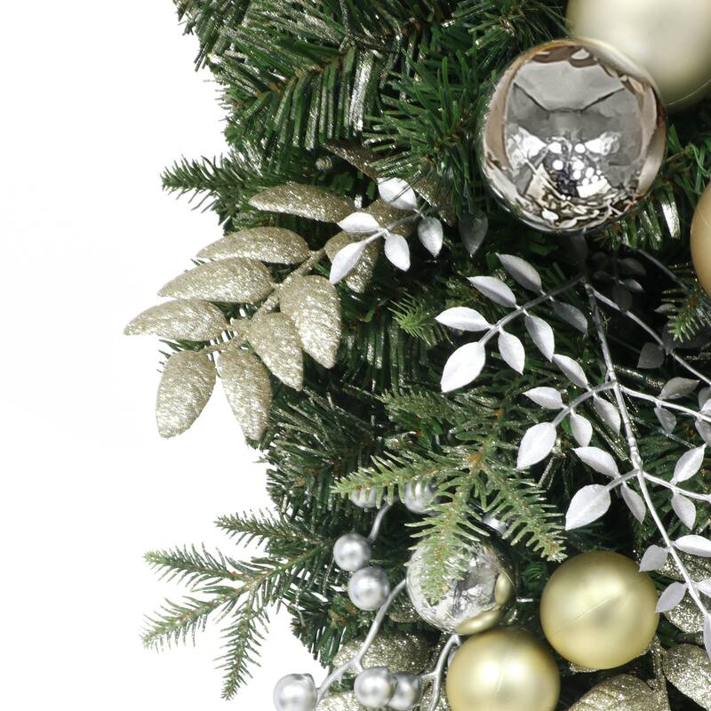 Puleo International 28" Pre-Lit Adorned Artificial Banister Swag with 70 Warm White Lights