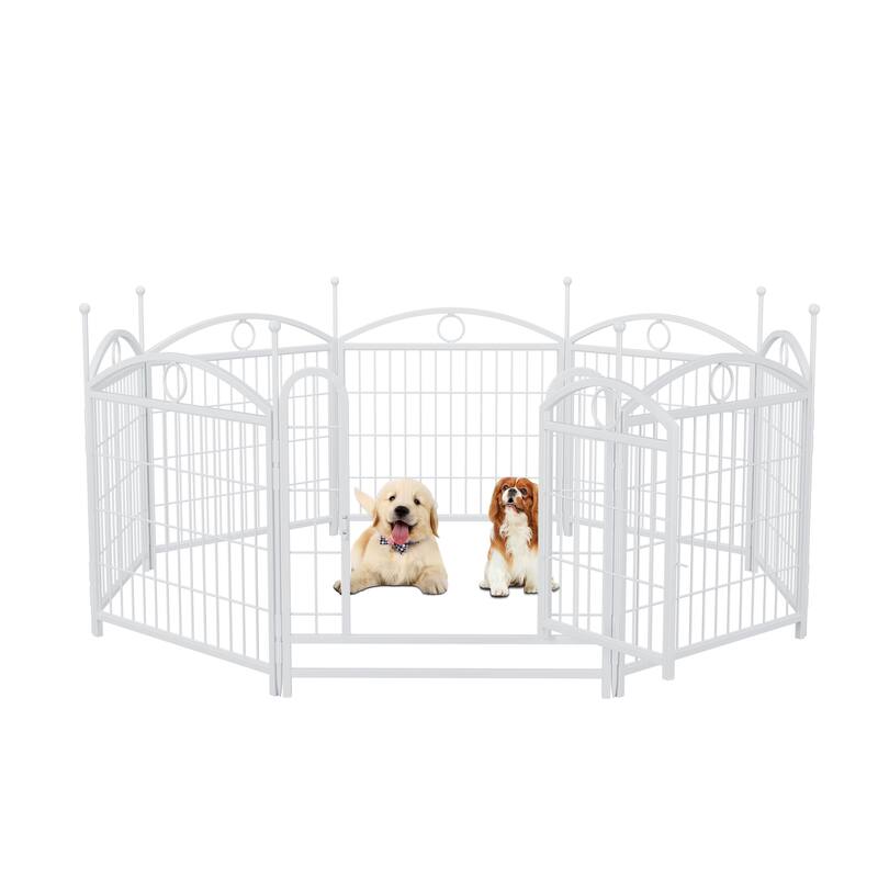 24" Dog Pen 8 Panel Dog Playpen Indoor Outdoor Metal Puppy Pet Fence Portable Folding Animal Exercise Fence