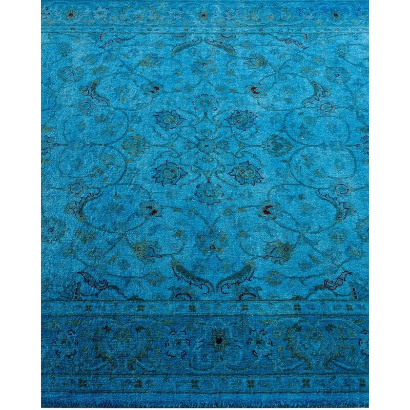 Overton Hand Knotted Wool Vintage Inspired Modern Contemporary Overdyed Blue Area Rug - 3' 1" x 5' 1"