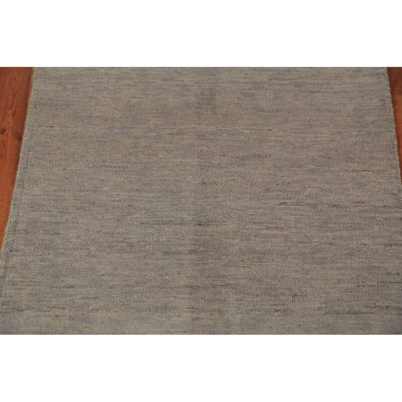 Beige & Gray Gabbeh Modern Rug Handmade Solid Wool Carpet - 2'9" x 4'1"