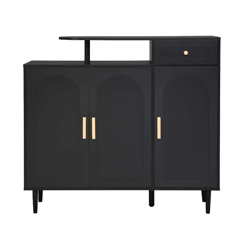 Arched 3-Door Shoe Cabinet, Versatile Entryway Storage Organizer, Hallway Side Cabinet with 1 Drawer & Adjustable Shelves