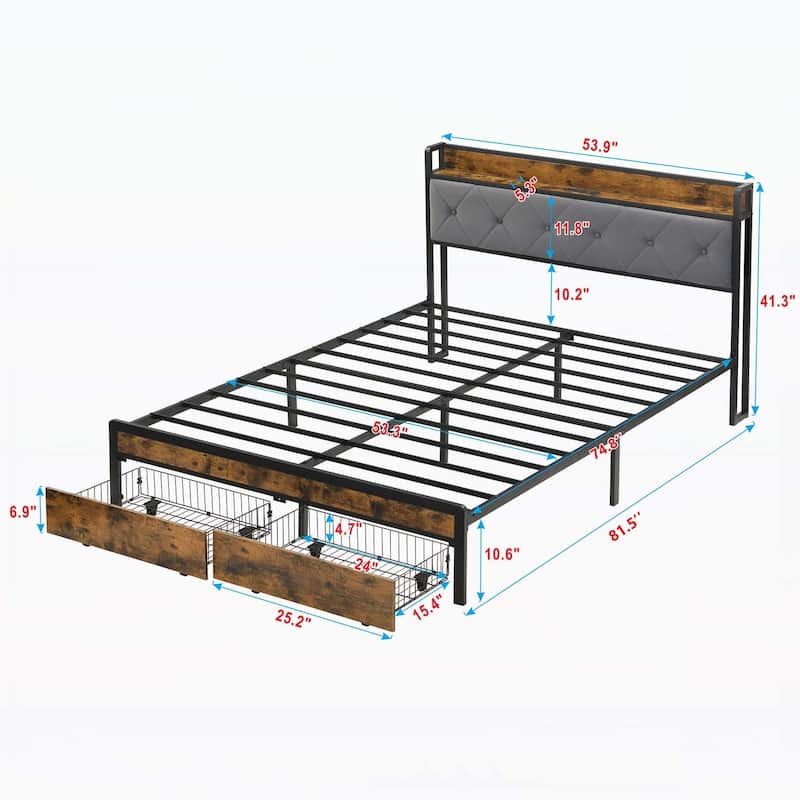Versatile Bed with LED Lights and Headboard for Superior Sleep Experience