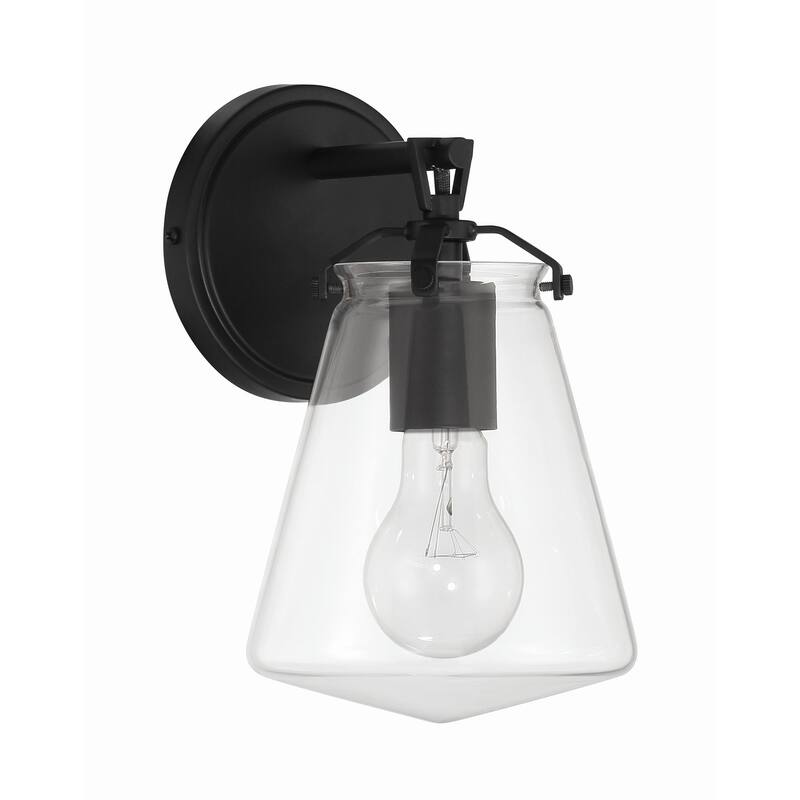 Voss 1 Light Matte Black Sconce - 5.75"W x 9.75"H x 6.5"D