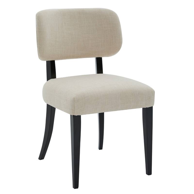 Wooden Dining Chairs Set of 2, Fabric Upholstered Dining Room Chair & Kitchen Chairs, Accent Chair with Curved Backrest