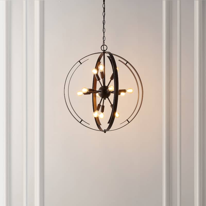 SAFAVIEH Home Lighting Collection Syosset 90" Glam Pendant (12-bulb) - 25" W x 25" D x 90" H