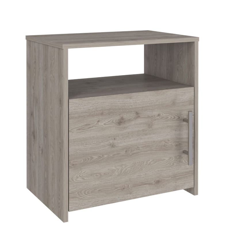 Modern Nightstand - Light Gray Finish, Superior Top, and Cabinet Storage