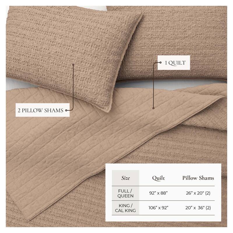 Linery & Co. Cotton Honeycomb Waffle Garment Washed Quilt Set
