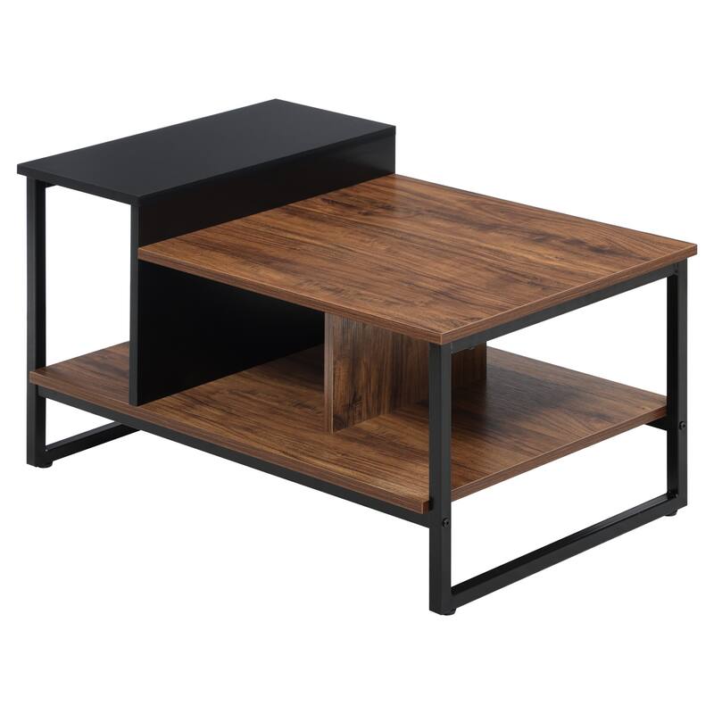 Morden Rectangle Coffee Table with Storage Shelves, 31.5" - 31.5 x 19.6"