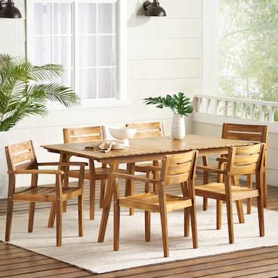 Taiga Outdoor 7-piece Rectangle Wood Dining Set by Christopher Knight Home