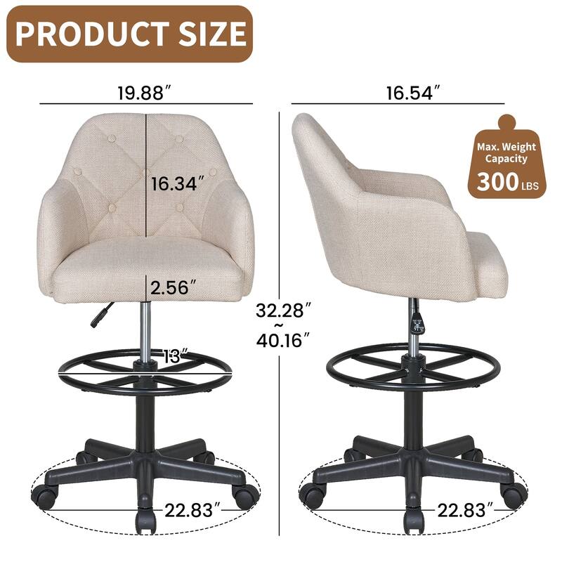 VECELO Swivel Wingback Tilting Task Chair with Tufted Naihead Trim Home Office Chairs Drafting Chairs(Set of 2)