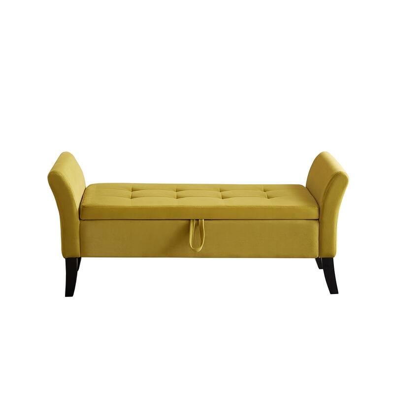 Ramiro Contemporary Velvet Storage Bench by HULALAHOME