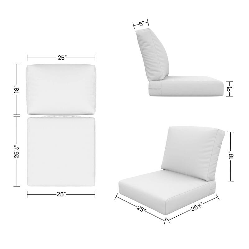 Sunbrella Outdoor Deep Seating Cushion - 25" W x 25.5" D x 5" H