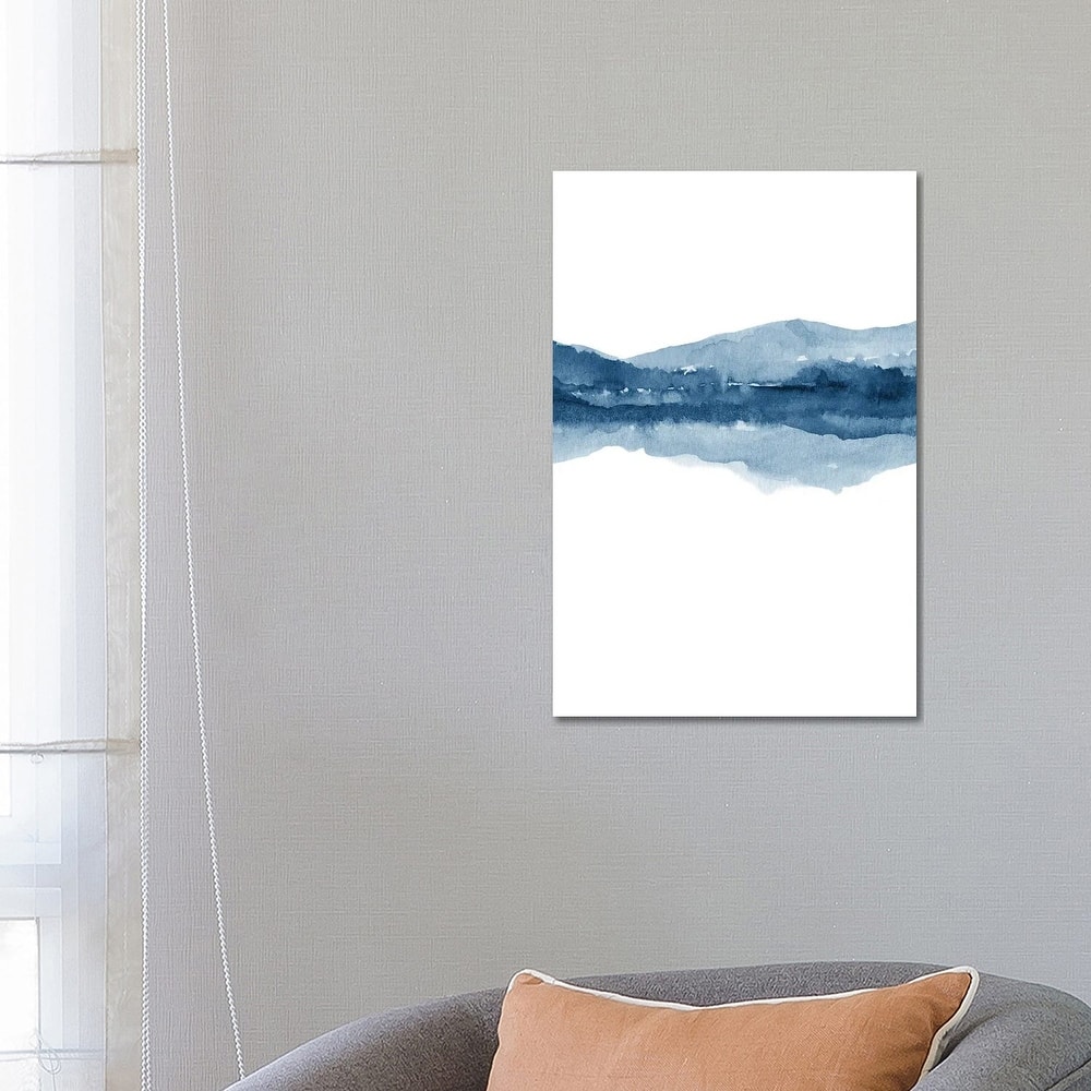 iCanvas "Watercolor Landscape X Navy Blue - 2/2" by Nouveau Prints Canvas Print