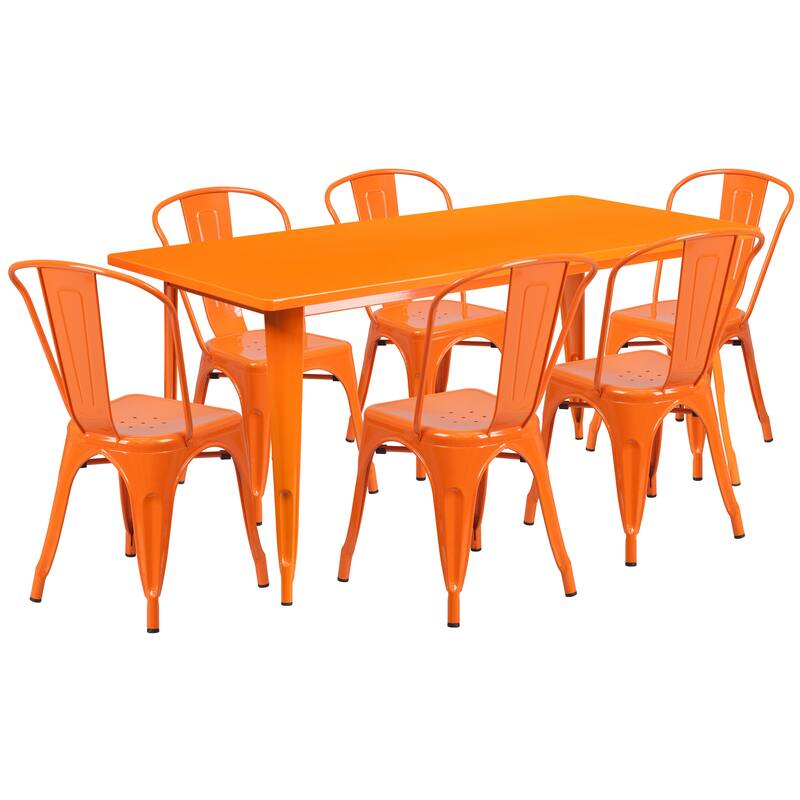 Rectangular Metal Indoor-Outdoor Table Set