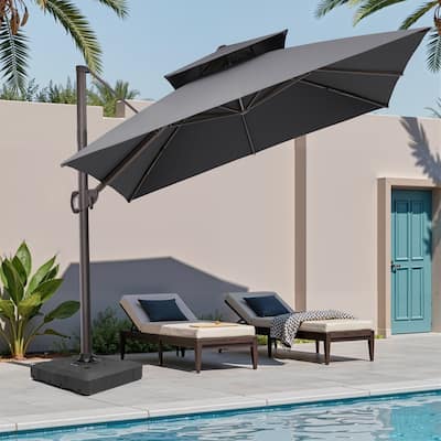 Pellebant Outdoor 9x11FT Patio Cantilever Umbrella Dual Top