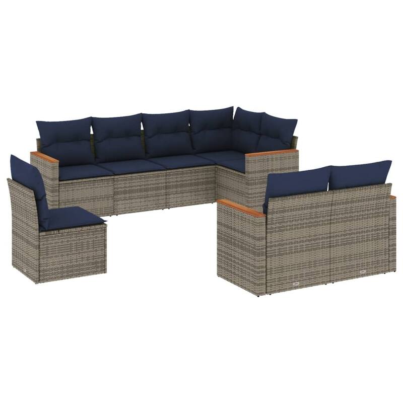 vidaXL Patio Sofa Set with Cushions Outdoor Conversation Furniture Poly Rattan - 24.4x 24.4x 27.2