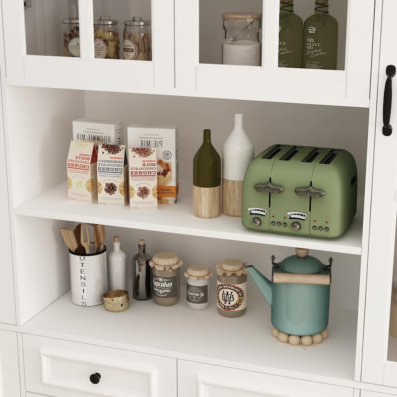 China Cabinet with Tempered Glass Doors Glass Door Storage Cabinet