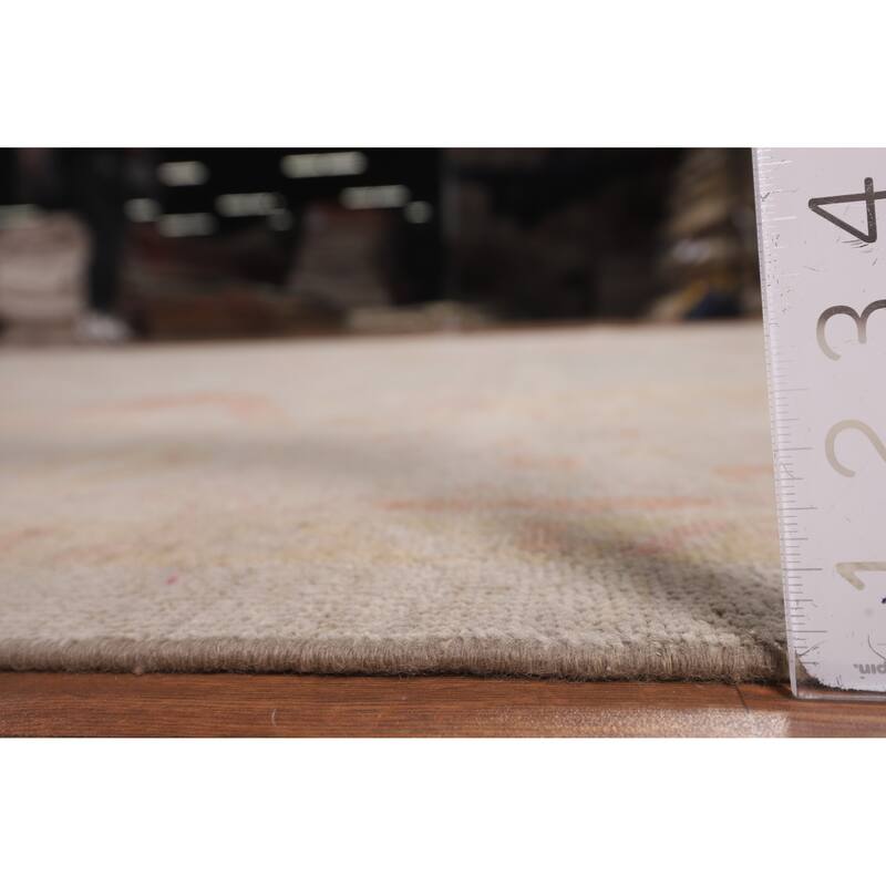 Beige Oushak Turkish Area Rug Hand-Knotted Wool Carpet - 8'9"x 11'10"