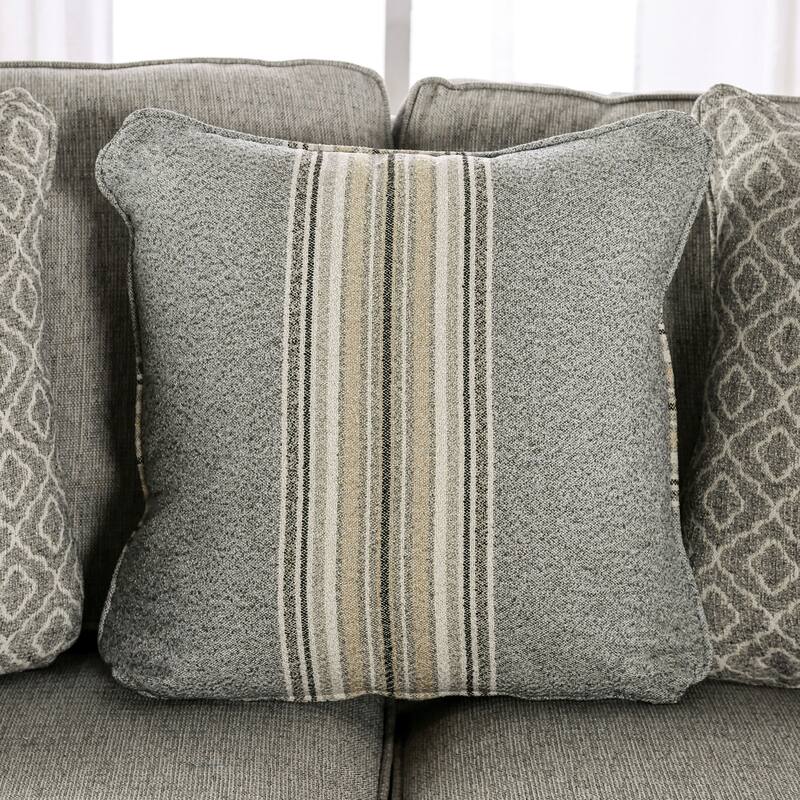 Ruwa Transitional Grey Fabric Upholstered Stain-Resistant Loveseat by Furniture of America