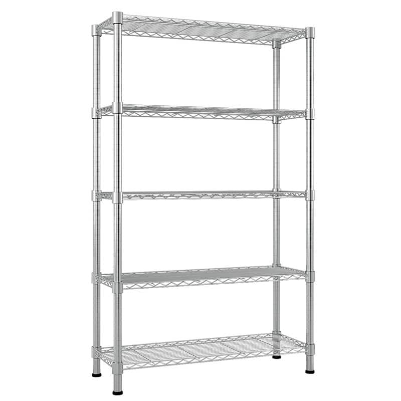 5 Tier Shelf Adjustable Wire Metal Shelving Rack Chrome - 35.43"W x 13.78"D x 70.87"H