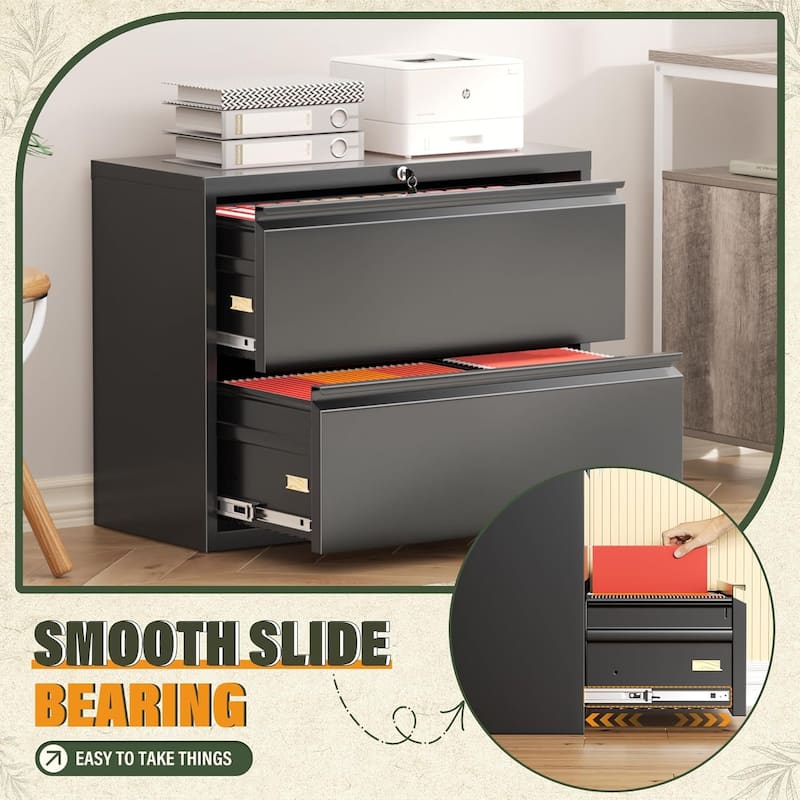 2 Drawer Lateral File Cabinet, Lockable Office Filling Cabinet