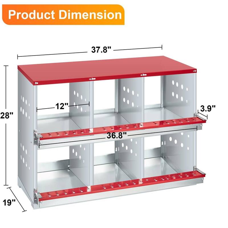 Chicken Nesting Box for Hens, Rabbits, Ducks - Red