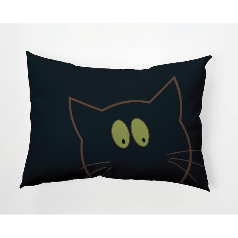 Halloween Cat Eyes Indoor/Outdoor Throw Pillow - 14" x 20" - Black