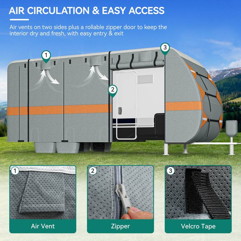 Grey Waterproof Windproof RV Cover