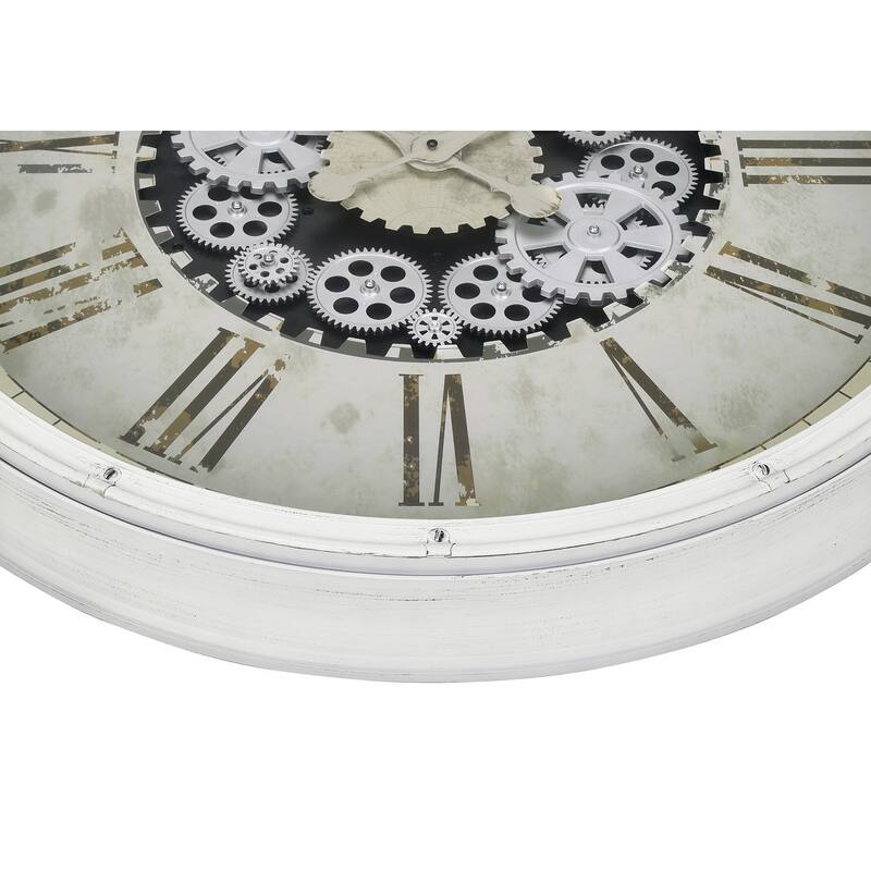30 in Oversized Gear Mechanism White Wall Clock - 30 in