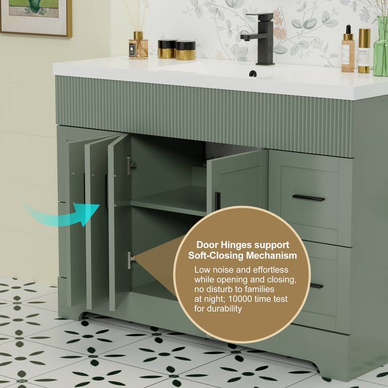 Modern 24/30/36/48" Wave-Line Bathroom Vanity Set with Sink & Faucet
