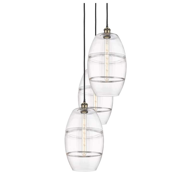 Innovations Lighting 113B-3P-56-17 Vaz Pendant Vaz 3 Light 17" Wide - Black Antique Brass / Clear