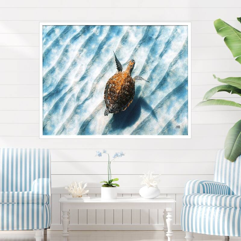 Paragon Sandbar Sea Turtle Framed Art - Wood