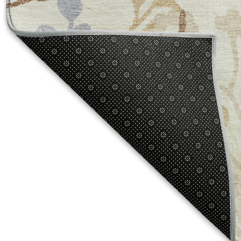 Machine Washable Indoor/ Outdoor Floral Border Chantille Rug