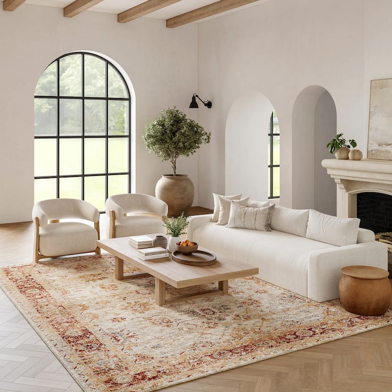 Nourison Petra Traditional Persian Medallion Border Area Rug - 9' 3" x 12' 7" - Ivory - Rectangle