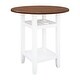 preview thumbnail 3 of 6, Round Counter Height Kitchen Dining Table with Storage Shelf and Glass Holder, Cherry+White