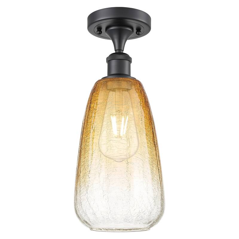 Innovations Lighting 516-1C-14-6 Brookhaven Almond Semi-Flush - Matte Black / Amber