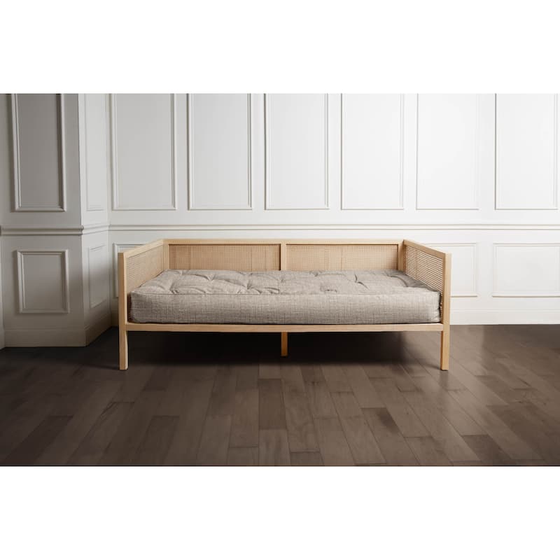 Sorra Home Indoor Houndstooth Futon Mattress - McKittrick Taupe/75 x 38 x 6 in - Twin
