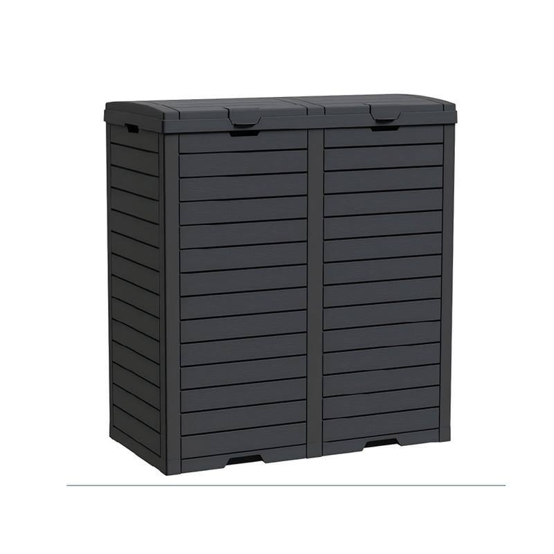 Heavy-Duty Outdoor Trash Bin-118L/31GAL Single-Bucket & 230L/62GAL Double-Bucket Options -  230L/62GAL - dark black