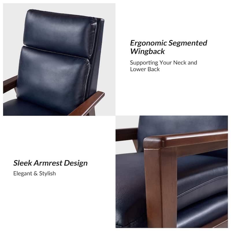 Patrick Mid-century Vegan Leather Solid Wood Recliner by HULALA HOME
