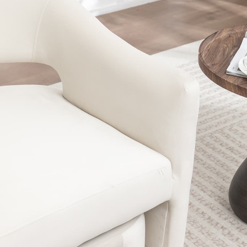 SEYNAR Modern Glam Velvet Accent Armchair Open Back with Ottoman Set of 2