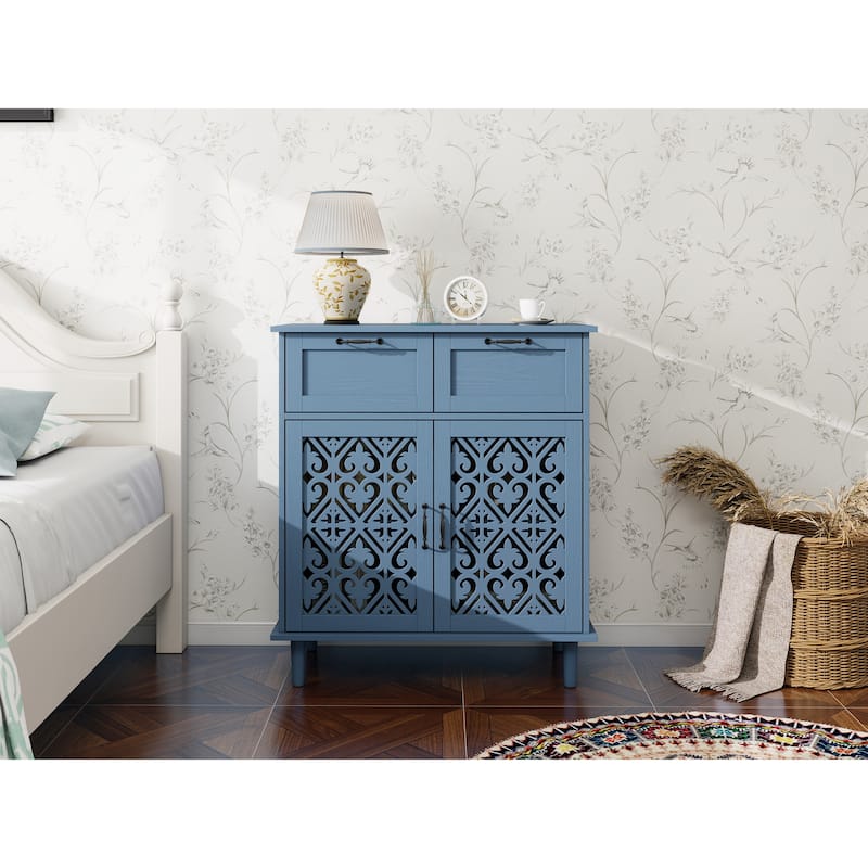 GDFStudio - Heritage Line American Style Wooden Storage Cabinet with 2 Doors and 2 Drawers