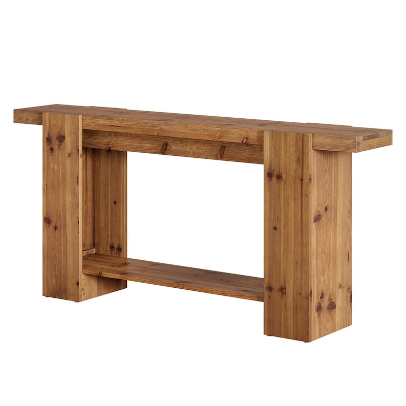 Solid Wood Entryway Table, Console Table with Storage Shelves, Sofa Behind Couch Table Hallway Foyer Accent Side Table
