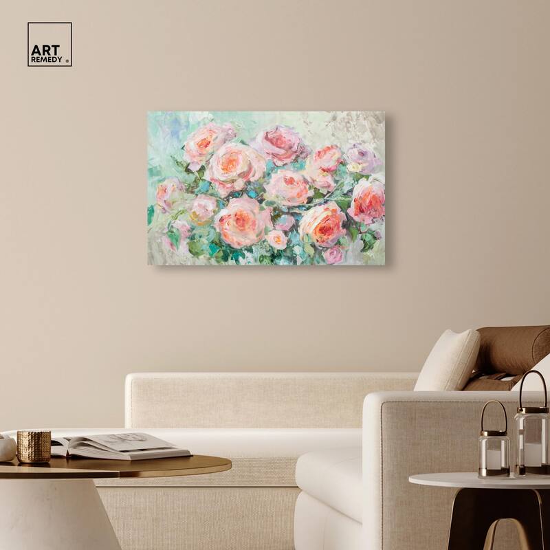 Cabbage Rose Charm Canvas by Art Remedy, Gallery Wrapped