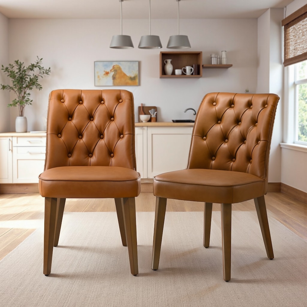 Arcadia Elegant Mid-Century Dining Chair with Diamond Stitching (Set of 2)