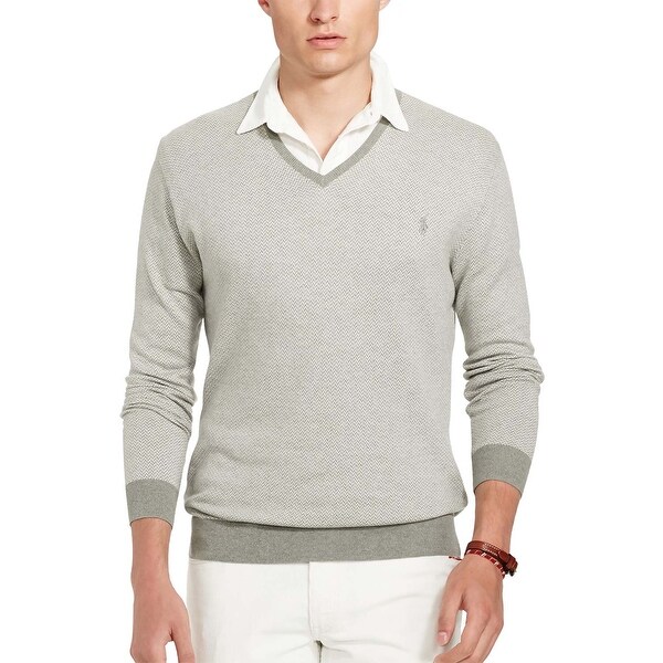 ralph lauren pima cotton v neck sweater