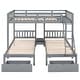 preview thumbnail 17 of 16, Full Over Twin Wood Triple Bunk Bed with Drawers, Guardrails, and Angled Ladder - Space-Saving Design