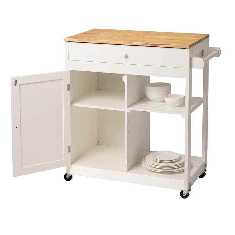 Glitzhome 35"H Modern Rolling Trolley Storage Kitchen Island Cart with Wheels