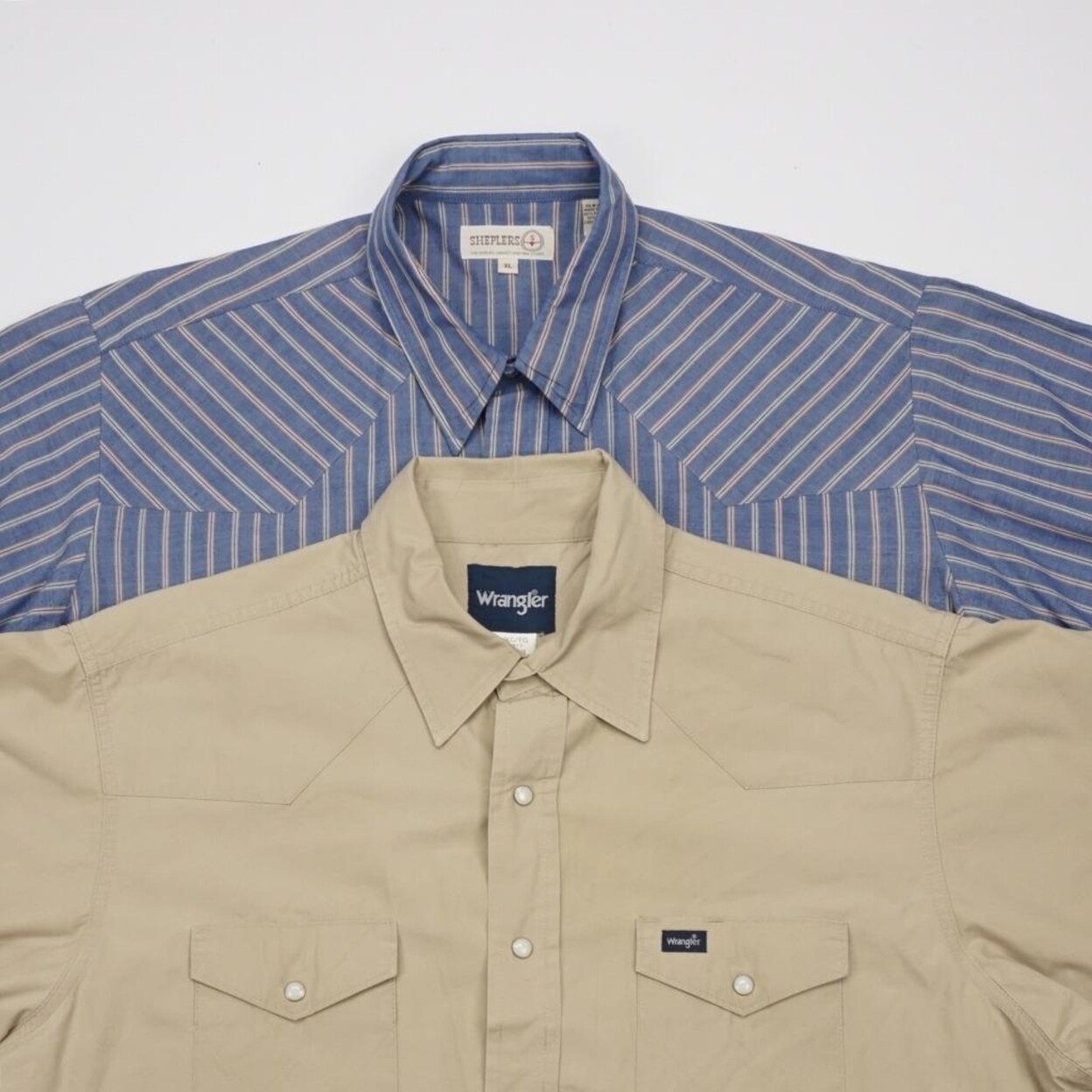 Shop Wrangler Sheplers Lot Of 2 Pearl Snap Western Shirt Striped