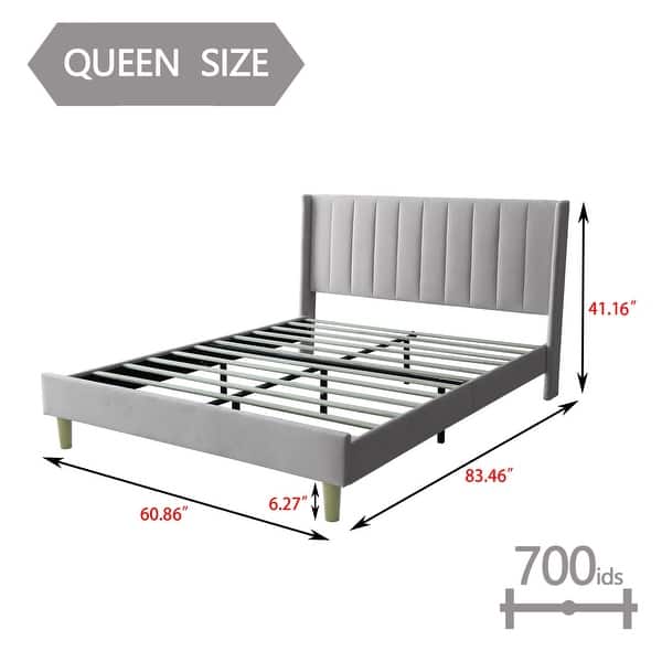 dimension image slide 28 of 34, Alazyhome Upholstered Platform Bed Frame
